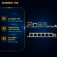 Carte mère industrielle 6x Gigabit LAN intégrée, processeur Core 12e/13e génération, double DDR4/5, 2x M.2 2280 SATA3.0, alimentation CC 12-19V