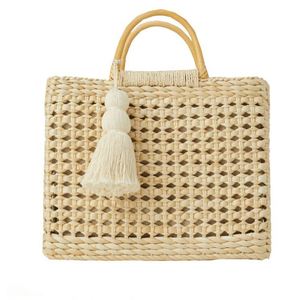 Summer Natural Straw Basket <b>Bag</b> Wood Handle Clutch Beach Hand <b>Bag</b> for Women - Product Image 6
