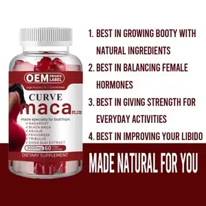 ขายส่ง OEM Curve Maca Plus Gummies 3000 มก. ผลิตพิเศษสําหรับสะโพกก้นประสิทธิภาพสูง 15 ถึง 1 อาหารเสริมเข้มข้น