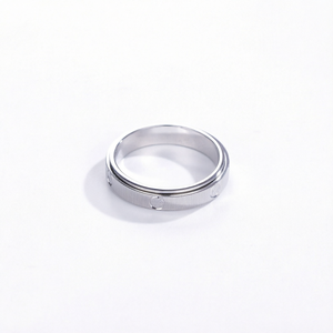 Luxeshine Platinum Rotating Ring Mirror Surface CNC Engraved Fine Band Custom Design for Men and Women - Product Image 1