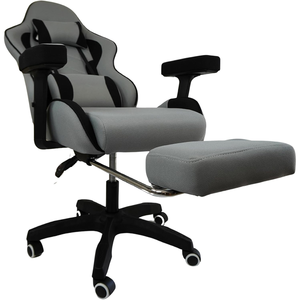 Chaise de <span class=keywords><strong>jeu</strong></span> de course de style premium Pro Series OEM Racing <span class=keywords><strong>Pc</strong></span> Stuhl, chaise de bureau pivotante inclinable multi-positions à dossier haut, grise - Product Image 2