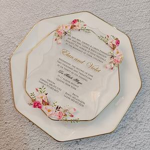 Carte d'<span class=keywords><strong>invitation</strong></span> transparente en acrylique, 50 pièces, fournitures de mariage, carte de mariage, enveloppe en perles, à la mode - Product Image 3