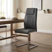 Chaise de salle à manger moderne en cuir PU avec dossier incurvé et pieds en métal, mobilier de cuisine de luxe léger pour la maison