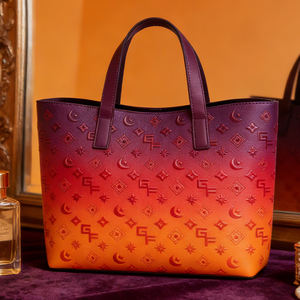 Sac fourre-tout en cuir PU violet et <span class=keywords><strong>orange</strong></span> dégradé coucher de soleil pour femme, motif gaufré, grande capacité - Product Image 1