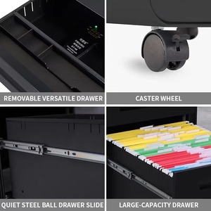 Archivador Moderno de 3 Cajones con Cerradura, Mesa Auxiliar Móvil con Cajones, Mueble de Oficina Metálico de Alta Calidad - Product Image 4