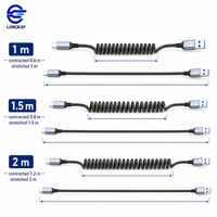 Kabel Pengisian Cepat USB A ke C 60W Profesional LUNG KAY, Terbuat dari Bahan Kepang Spiral, untuk Ponsel, Tablet, Laptop, Custom OEM ODM