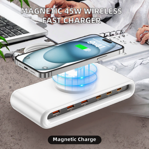 Magnetic Wireless <b>USB</b> Charger Portable Fast <b>Charging</b> PD 45W Type-C Ports Eco-Friendly Retractable <b>Cable</b> Laptops OVP Mobile Phone - Product Image 2