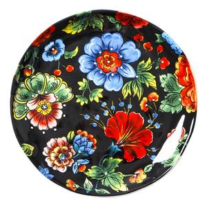 Four-piece Black Dinner Plate With Hand-painted Style and Exquisite Floral Pattern for Household Use - Product Image 2