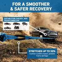 Kit de corde cinétique robuste 15T sangle de remorquage d'urgence pour corde de récupération de voitures tout-terrain 4X4 pour les situations de sauvetage