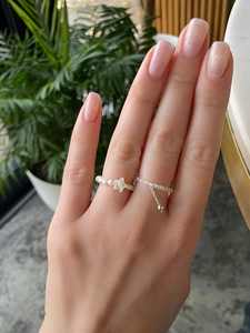 Boho Heil kristall und Perlen Perlen <span class=keywords><strong>ring</strong></span> Hand gefertigter Naturstein <span class=keywords><strong>ring</strong></span> Edelstahl Gold Silber Perlen Edelstein <span class=keywords><strong>ring</strong></span> für Frauen - Product Image 6