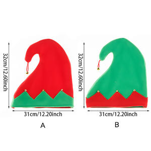 Cappelli da <span class=keywords><strong>elfo</strong></span> di natale in velluto rosso verde con campane di natale, decorazioni per feste, copricapo per feste - Product Image 4