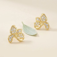 Orecchini a Perno in Argento Sterling 925 Stile Vintage con Diamanti Moissanite VVS GRA Placcati Oro a Forma di Foglia per Donna