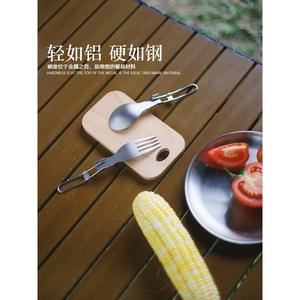 Cuchara plegable de acero inoxidable con mango de gancho, utensilio compacto para acampar, uso portátil al aire libre, diseño plegable - Product Image 5