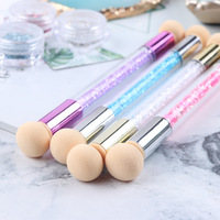 Poignée en acrylique, stylo de brosse Double face, outils de manucure, éponge pour ongles, haute qualité, design populaire, 1 pièce