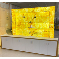 Comptoir de Bar Personnalisé en Pierre d'Albâtre Rétroéclairé LED Onyx Surface Solide Comptoir de Bar de Restaurant Armoire