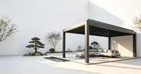163 Model Pergola Aluminium Bermotor, Gazebo Aluminium Atap Louver yang Dapat Disesuaikan untuk Halaman Belakang