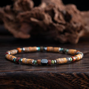 Hot-Selling Heren Ijzeren Galsteen Halfedele Handketting Nieuwe Kralen Armband Vierkant Patroon Voor Armband Mode Kralen Sieraden - Product Image 2