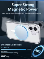 Étui magnétique pour iPhone 16 Pro, protection anti-chute de qualité militaire, coques fines transparentes, protection anti-jaunissement, protection de l'appareil photo, compatible avec la charge sans fil