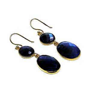 Pendientes de Aro de Plata de Ley 925 con Baño de Oro y Labradorita Hechos a Mano para Mujer, Ideales para Bodas - Product Image 1