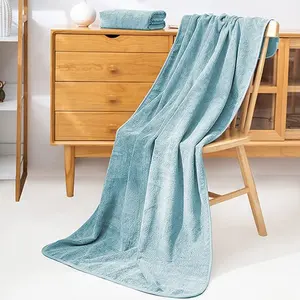 Serviette de bain en microfibre pour adulte, épaisse, surdimensionnée, écologique, pour la maison et la plage, cadeau, douce, absorbante, avec sac à cordon tissé, séchage rapide - Product Image 1