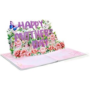 Mother's Day 3D Pop-Up Peony Floral Design Greeting Card with Digital Printing and Gloss Lamination for Mom and <b>Wife</b> Gift - Product Image 5
