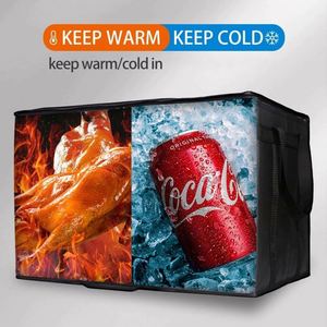Nouvelle sacoche isotherme carrée 79L pour livraison de pizzas, sacs de transport épais pour aliments, glacière en aluminium pour moto - Product Image 4