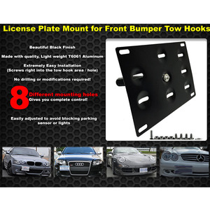 Crastp Aluminum License Plate Frame 205mm Eight Hole Tow <b>Hook</b> Mounting Bracket For <b>Car</b> Modification - Product Image 4