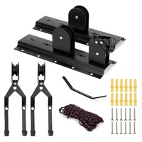 Ensemble de palan à vélo en bois robuste support de plafond de Garage pratique cintres de stockage de vélos échelle suspendue réglable ascenseurs poulies