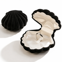 Boîte à bague en forme de coquillage HongFa en gros avec doublure en velours, emballage cadeau pour bijoux pour fiançailles, mariage, Saint-Valentin