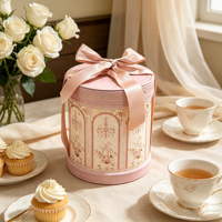 Boîte à dragées ronde pour un mariage romantique, boîte cadeau en papier cylindrique de luxe avec logo