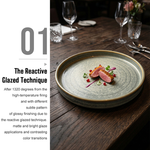 Piatto in Ceramica <span class=keywords><strong>Gialla</strong></span> Reattiva Stile Nordico con Bordo Organico Texturizzato, Piatto da Cena in Porcellana per Ristoranti, Hotel e Tavole di Alta Cucina - Product Image 3