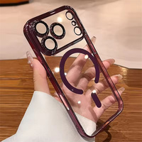 Coque magnétique brillante électroplaquée pour iPhone 18 Pro 17 16 15 14 13 12 Pro Max 18Pro, en PC rigide, ultra-fine, antichoc et mince