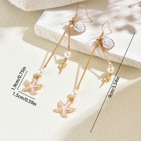Ocean Breeze Schmuck - Kleine Muschel- und Seestern-Ohrringe mit Perleneinlage - Lange Ohrringe
