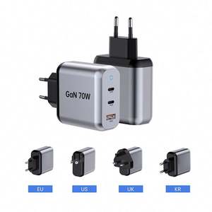 Newest 70w GAN 2C+A USB-C Mini Portable Fast Charging USB Wall Adapter US EU UK KR Plug With OEM - Product Image 2