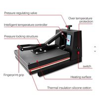 Presse à chaud manuelle escamotable 38x38cm haute pression pour sublimation et transfert thermique sur T-shirts et vêtements (impression à plat)