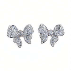 Boucles d'oreilles à nœud papillon pour femmes, en alliage de strass et de cristal, bijoux de fête, accessoire de mode - Product Image 1
