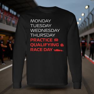 Camiseta de Manga Larga con Diseño para el Día de Lunes, Martes, Miércoles y Jueves: Práctica, Calificación y Carrera - Product Image 3