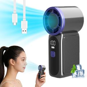 พัดลมพกพาแบบชาร์จไฟได้ 0728 ความจุแบตเตอรี่ 1200mah พร้อมหน้าจอ LED แสดงความเร็วลม พัดลมมือถือขนาดเล็กสำหรับใช้ในบ้าน - Product Image 4