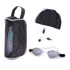 Ensemble de lunettes de natation avec bonnet, bouchons d'oreilles, pince-nez réglable, anti-buée, étanche, pour adultes, équipement de natation d'été, sac de rangement en maille - Product Image 2