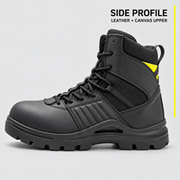 Bottes de protection pour pompiers à tige basse, chaussures en cuir et toile noires à lacets avec embout de protection