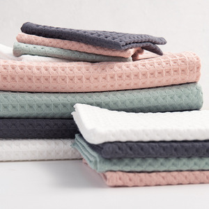 Modern Waffle Pattern Bath <b>Towel</b> Set with Hemstitch Edging White Gray Beige - Product Image 4