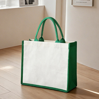 Sac fourre-tout en toile personnalisé imprimé, patchwork bicolore avec poignées roulées pour promotion de cadeaux