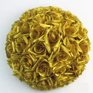 Boule de fleur de roses en soie dorée, centre de table de noël, pour mariage, fête, décoration pour la maison