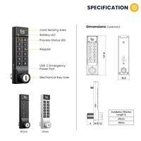 Serrure de casier à clavier RFID EVERGOOD, serrure électronique numérique avec alimentation d'urgence USB-C et clé mécanique pour casiers métalliques
