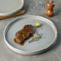 Yayu four gris mat plat porcelaine plat Sushi plateau rond assiette pour restaurant ciment couleur assiette à dîner européenne