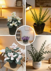 Plante artificielle de <span class=keywords><strong>cyclamen</strong></span> à 7 têtes, fleurs en plastique imitation oreilles de lapin dans un pot en ciment avec faux sol pour la décoration intérieure - Product Image 3
