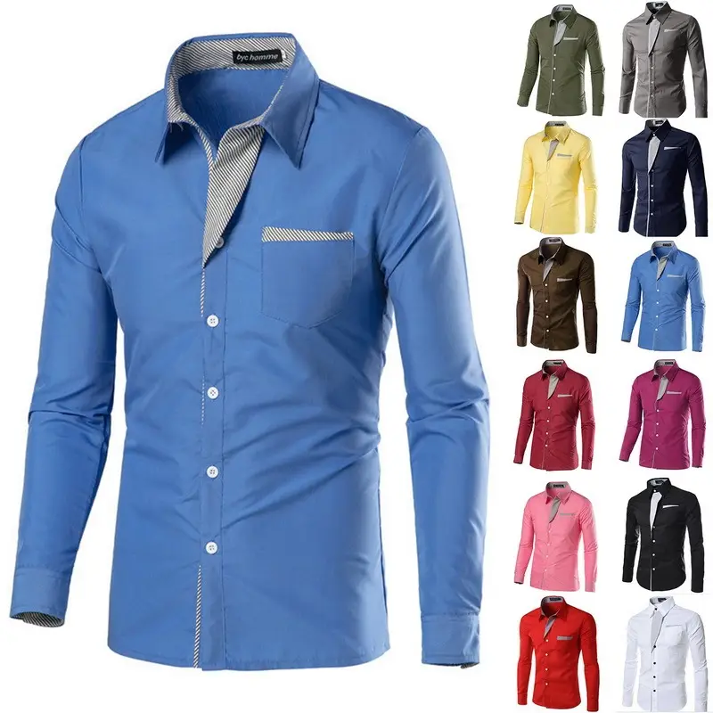 2021 New Fashion Camisa Masculina Long Sleeve Shirt Men Slim fit Design Formal Casual Brand Male Dress Shirt Size 4XL Hot Sale