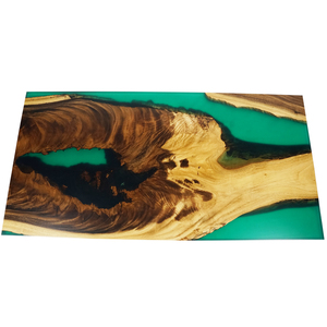 Đảo hiện đại Nhà văn phòng bàn tùy chỉnh Epoxy nhựa tấm bảng với Gỗ Óc Chó rắn vòng màu xanh lá cây <span class=keywords><strong>Countertop</strong></span> tùy chọn tùy chỉnh - Product Image 3