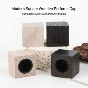 Tapa de perfume cuadrada moderna de madera WeWood de Vietnam, compatible con bombas FEA15, tapa de botella de madera con forma de cubo, componente de cierre para fragancias - Product Image 1