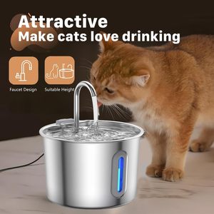 Distributeur d'eau pour animaux de compagnie OEM/ODM 2,2 L en acier inoxydable 304 écologique à débit automatique, motif uni, alimenté par batterie, portable pour chiens - Product Image 3